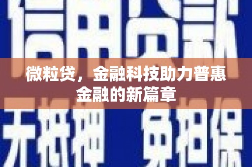 卓尼微粒贷，金融科技助力普惠金融的新篇章
