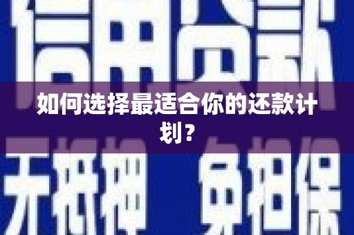 卓尼如何选择最适合你的还款计划？